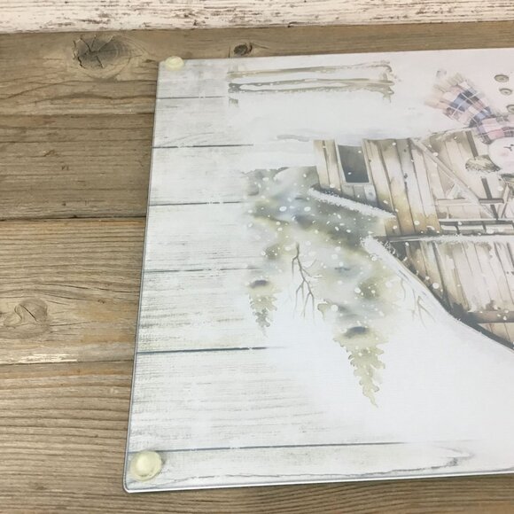 Rustic Country Snowman Glass Cutting Board - Picture 6 of 8